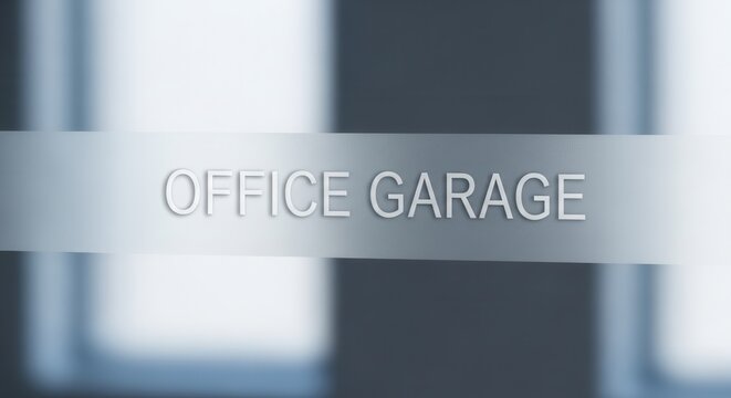 Office Garage Sign With a Modern And Minimalist Design on a Blurred Background