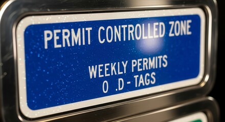 Permit Controlled Zone Sign Indicating Weekly Permits and Designated Entry Location