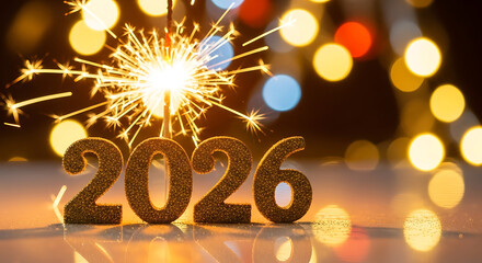 New year 2026: festive sparkler ignites a bright, hopeful future