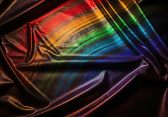 Abstract iridescent fabric background with vibrant rainbow color reflections