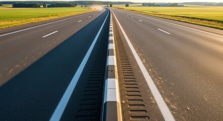 Open Roadway Leading Into the Picturesque Countryside Under a Bright Afternoon Sunlight