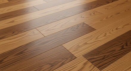 Close up of a warm toned wood floor with a diagonal plank pattern