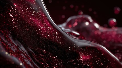 ruby red wine liquid textures flows smoothly and deliciously, against deep black background