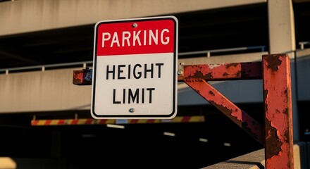 Parking Restriction Sign With Height Limit In A Public Car Park Structure