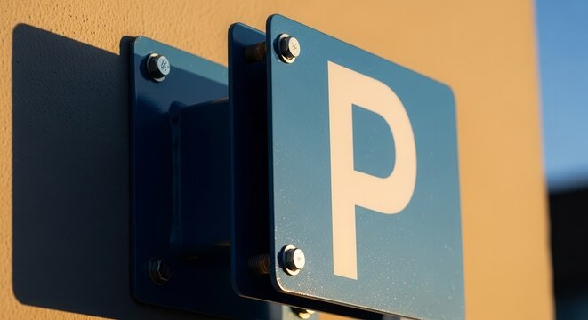 Parking Sign Indicating Reserved Space Against a Textured Wall Under Bright Daylight