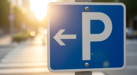 Parking Sign Indicating The Direction Of Available Space For Motor Vehicles On The City Road