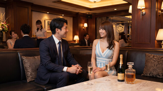 会員制クラブの美人女性ホステス