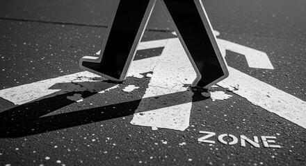 Pedestrian Crossing Sign: Abstract Artwork Displaying Geometric Forms And Shadow Play