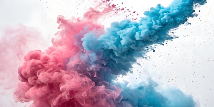 Stunning vibrant pink and blue powder explosion creating a dynamic and modern abstract design for creative marketing campaigns and artistic backgrounds