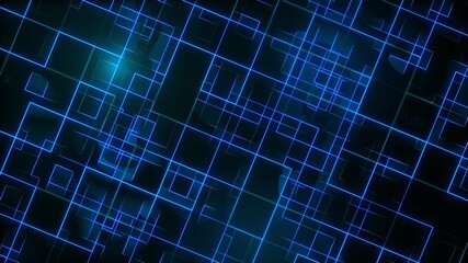 Digital technology Background with glowing blue changing grid, quantum wave lines, dynamic grid, cybernetic network nodes, digital flow structure, intelligent motion system, neon cyberspace - Powered by Adobe