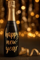 Happy New Year Champagne Bottle