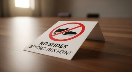 Prohibition Sign With Message Discouraging Footwear Enactment Inside Designated Circumstances
