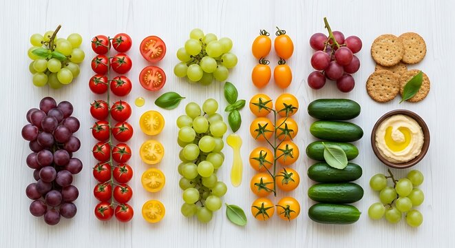 Colorful and Healthy Snack Platter with Fresh Fruits and Vegetables.