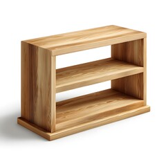 Rustic wooden shelf unit with two tiers and a base for storage and display