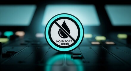 Prohibition Symbol Depicting Liquid With A Futuristic And Industrial Aesthetic Design