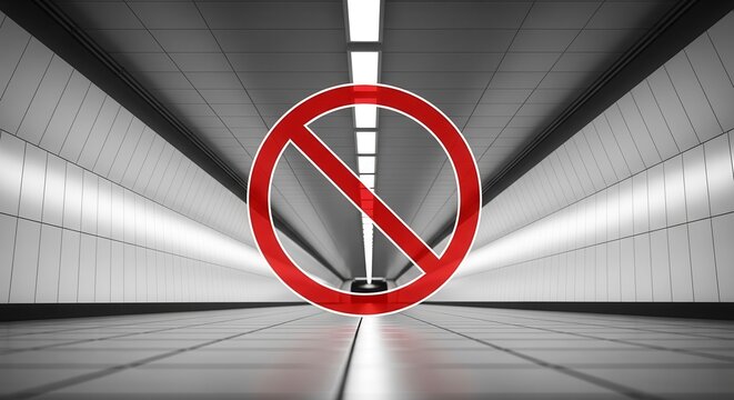 Prohibition Symbol Displayed in Modern Tunnel Architecture with Striking Visual Impact