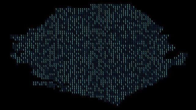 Sierra Leone Binary code map animation, Digital data visualization, alpha layer