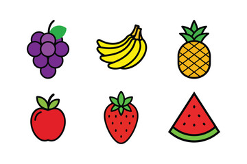 set of fruits and berries