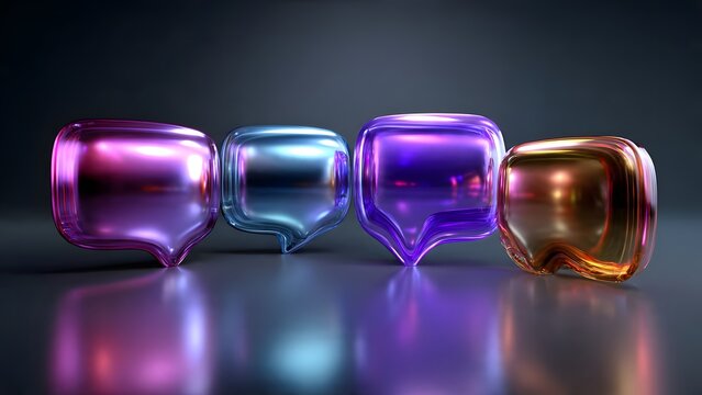 Modern chat bubbles gleaming with vibrant colors
