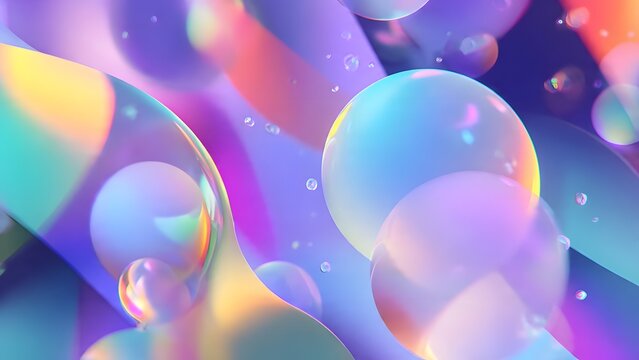 Modern iridescent bubbles create stunning background