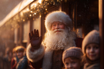Santa Claus Greeting by Festive Train