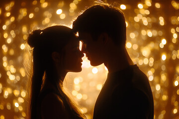 Couple Silhouette Romantic Lights