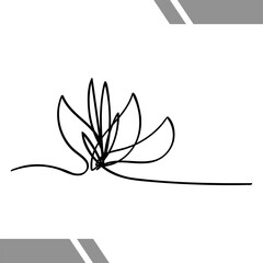 Lotus flower one continuous line art vector illustration