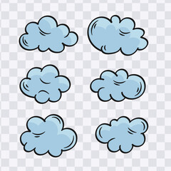 Clouds doodle cartoon colorful line vector collection
