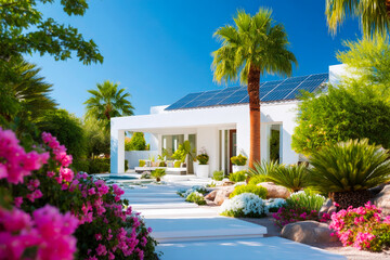 Fototapeta premium Ultra realistic Modern Solar Panels Installed on a Las Vegas Nevada Home with a clean design and streamlined appearance