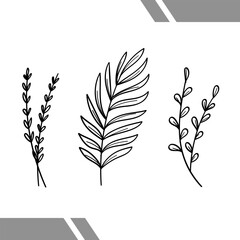 Tree branches lines hand drawn vector collection