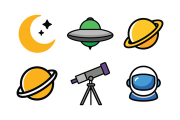 Cartoon Space And Astronomy Vector Icons