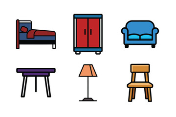 Home Interior Furniture Vector Icons