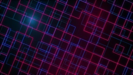 Abstract pink and blue futuristic cyber world scene with changing grids, sci-fi grid, technology glowing surface, neon night scene, digital science background 4K animation, virtual reality concept - Powered by Adobe