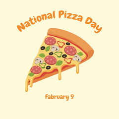 National Pizza Day. February 9 Holiday. Vector design template concept.
