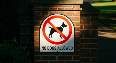 Prohibition Sign Reflecting Restriction, Displaying A Clear Indication of No Dogs Allowed Policy