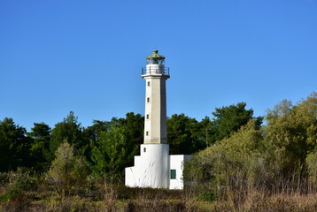 lighthouse on cape Poseidi on peninsula Kassandra in Greece