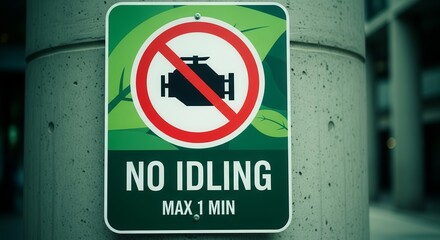 Prohibition Sign Showcasing The Important No Idling Policy And Environmental Awareness