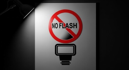 Prohibition Sign Symbolizing Flash Photography Restrictions In Low-Light Environments