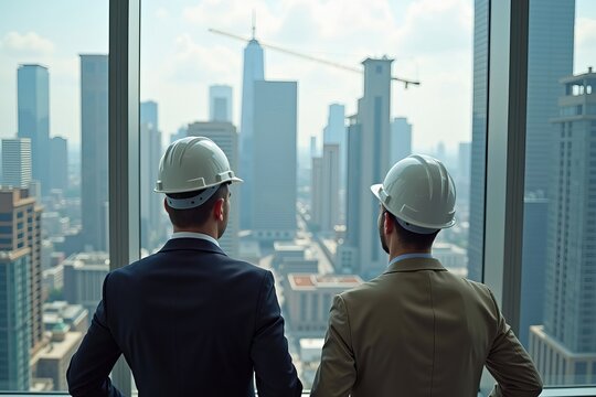 Architects on a Skyscraper Ledge: A Glimpse of the City Under Construction