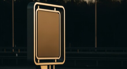 Roadside Advertising Display Against the Background of the Evening Highway and Forest