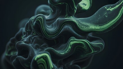 Obraz premium Abstract emerald green and black fluid wave with subtle lighting