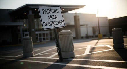 Restricted Parking Sign Against Building Structure in Daylight Hour to Indicate Access