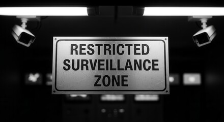 Restricted Surveillance Zone: Security Cameras Under Bright Lighting Setting in Black and White