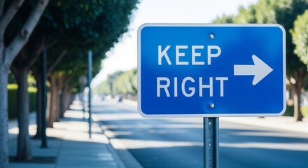 Roadside Sign Displaying Clear Traffic Directives, Suggesting Vehicular Movement to Right Side
