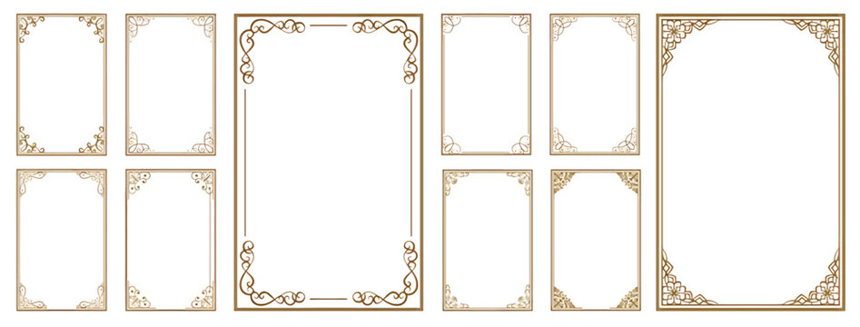Decorative vector frames and borders. Floral vintage ornament, Decorative components for wedding invitations, menus, certificates