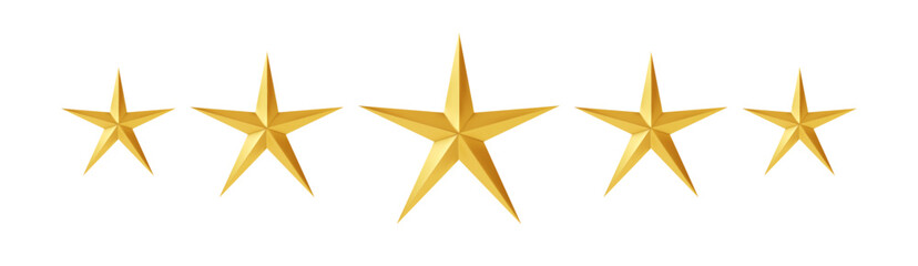 Five Gold Stars In A Row For Excellence And Rating Vector Illustration Background