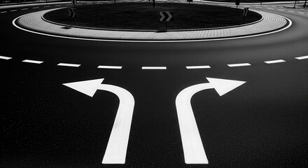 Roadway Decision: Navigating Choices at a Divided Intersection in Monochrome