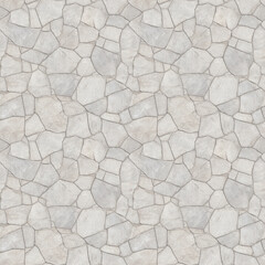 SEAMLESS white mortared stone wall or floor texture, old stone mosaic background, seamless pattern. 