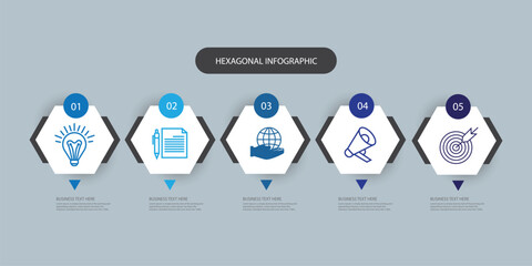 Hexagons Modern business infographic template with 5 options or steps