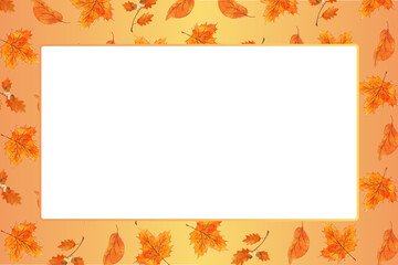 autumn background with leaves, fall border, fall autumn frame